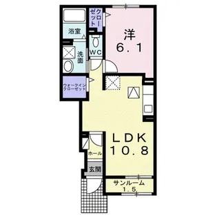 プリムヴェールB【1階】の間取り