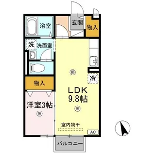 ボナール三条 B棟【B205号室】の間取り