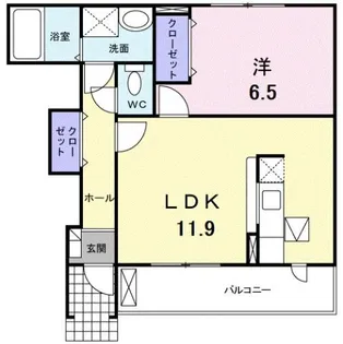 ロジュマン グラシューK【1階】の間取り