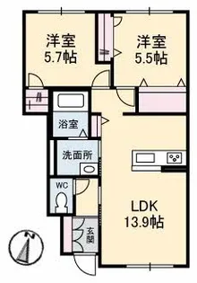 ベルブランシュ笹沖 A棟【102号室】の間取り