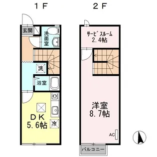 リースランド木太【B105号室】の間取り