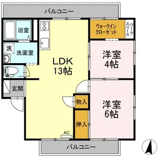 エバーグリーン手城 A棟【202号室】の間取り