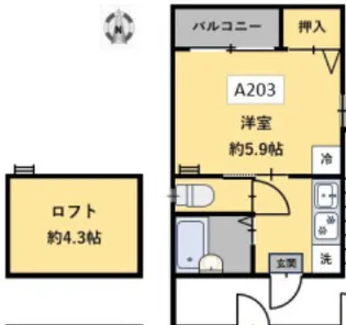 玉島長尾ハイツ A棟【2階】の間取り