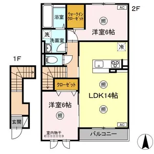 サンライズヤマダ B棟【202号室】の間取り