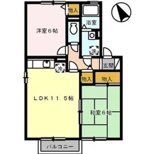 アネシスハイツ Ⅰ号館【102号室】の間取り