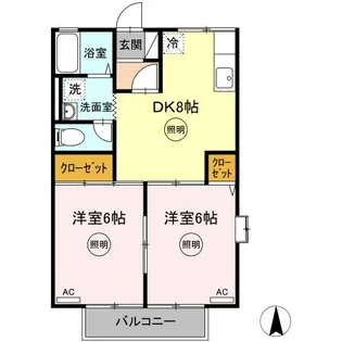 サンタウン21 A棟【A103号室】の間取り