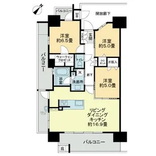 サンズガラリエ倉敷駅西【3階】の間取り