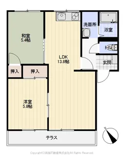 ロイヤルスクエアB棟【103号室】の間取り