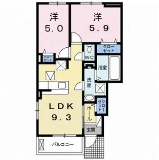 ラ ヴィアン クルールB【1階】の間取り
