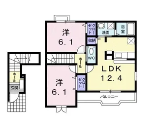 カサデルソレアード【2階】の間取り