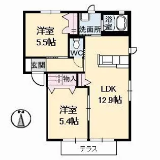 ブルメゾンB【1階】の間取り