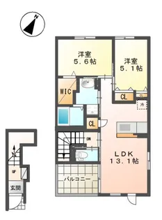 フルハウス西阿知Ⅱ【2階】の間取り