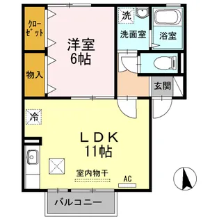 シティーハウス南手城2【1階】の間取り