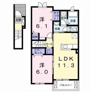 エアリー・ミサオⅠ【2階】の間取り