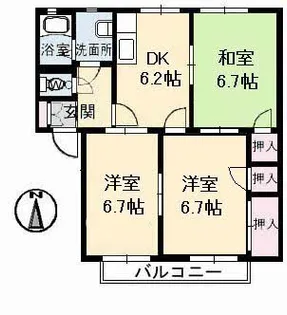 ディアス羽原 A棟【103号室】の間取り