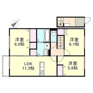 コーポアズD棟【202号室】の間取り
