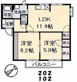 フレグランス川口【2階】の間取り