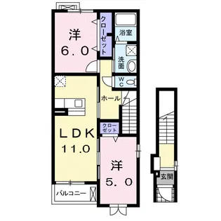 レインボーキャッスル山際ⅡB【2階】の間取り