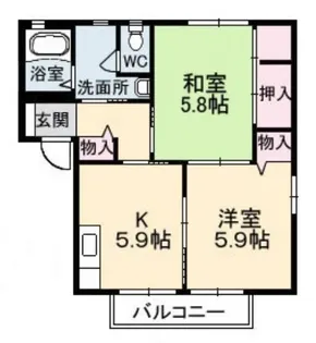 フロント茶屋町B【205号室】の間取り