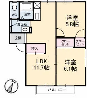 グレースフジ B棟【1階】の間取り