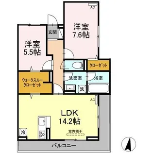 D-reshidense西町【2階】の間取り