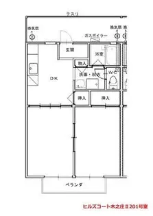 ヒルズコート木之庄Ⅱ【201(※)号室】の間取り