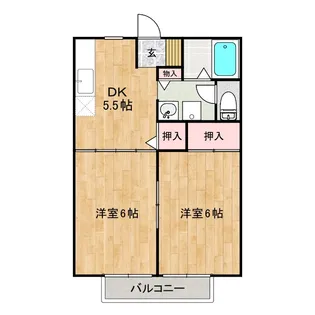 ヒルズコート木之庄Ⅱ【102(※)号室】の間取り