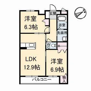 グランマスト多治米B【3階】の間取り