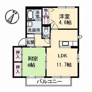 コーポ十六番浜5【2階】の間取り