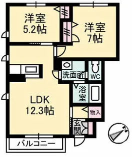 グランドメゾン水呑 A棟【1階】の間取り