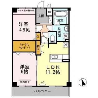 ヴィヴァーチェ曙【203号室】の間取り