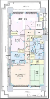 ローレルコート霞町中央公園【13階】の間取り
