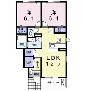 アンソレイユB【1階】の間取り