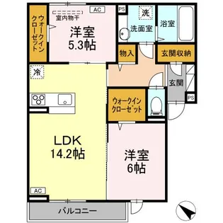 D-residenceK沖野上【2階】の間取り