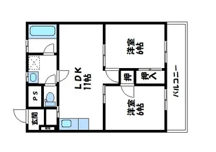 川口ハイツ【2階】の間取り