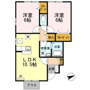 ローズコートヤマサ B棟【1階】の間取り