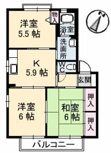 リムステイ ミキ A棟【2階】の間取り
