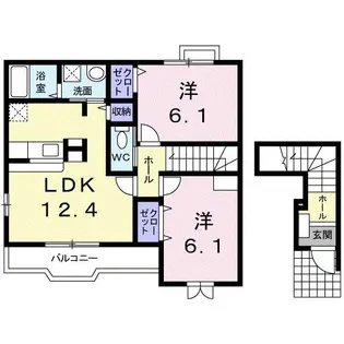 カサデルソレアード【2階】の間取り