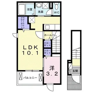 プレジュールしろがね B【2階】の間取り