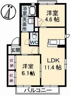バリュージュK B棟【201号室】の間取り