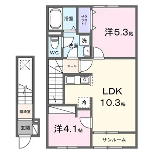 カーサヴィゴ鴨方【2階】の間取り