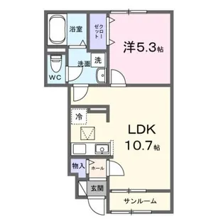 カーサヴィゴ鴨方【1階】の間取り