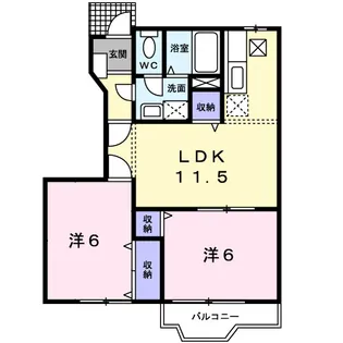 カリーノ・カーサB【1階】の間取り