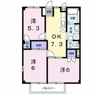 ニューシティアルルA【1階】の間取り