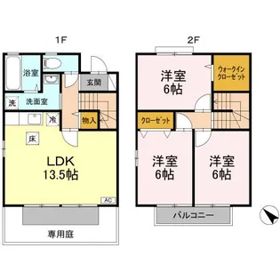 ローズガーデン土器東 A棟の間取り