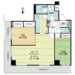 コルソグロワール天神前【5階】の間取り