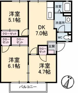 グレースフジ C棟【2階】の間取り