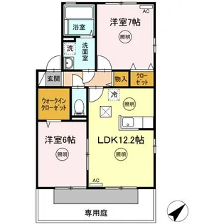 リビングタウン宇多津D棟【1階】の間取り