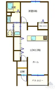 アンソレイエⅡ【1階】の間取り