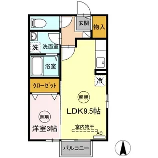 フローラルガーデン伏石【201 号室】の間取り